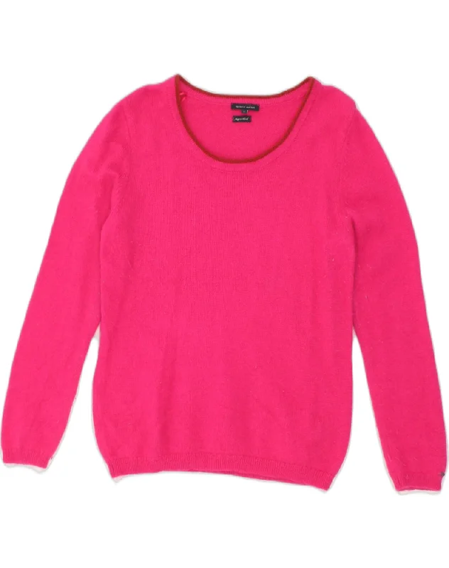 TOMMY HILFIGER Womens Boat Neck Jumper Sweater UK 14 Large Pink Angora Mesh Sweater Canvas Denim TOMMY HILFIGER Womens Boat Neck Jumper Sweater UK 14 Large Pink Angora Mesh Sweater Canvas Denim