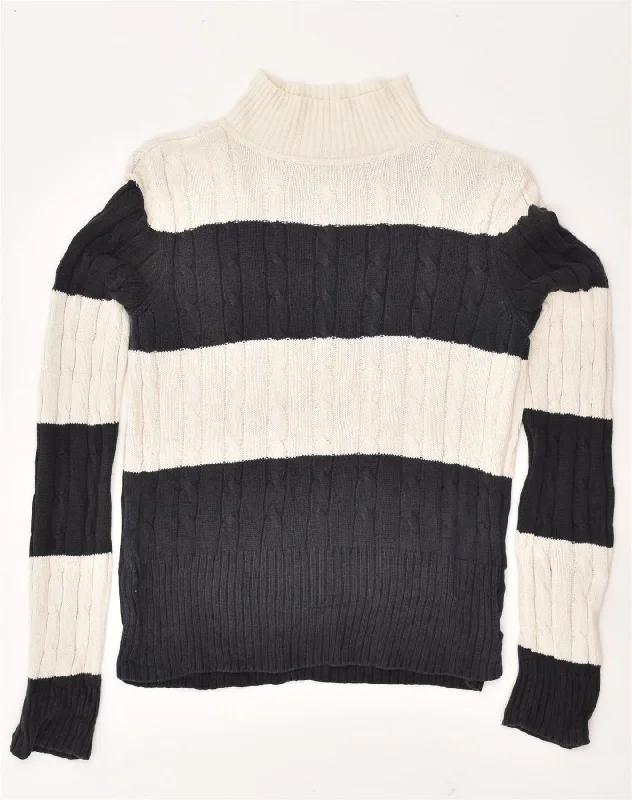 TOMMY HILFIGER Womens Turtle Neck Jumper Sweater UK 10 Small Black Slim Fit Regular Fit Oversized