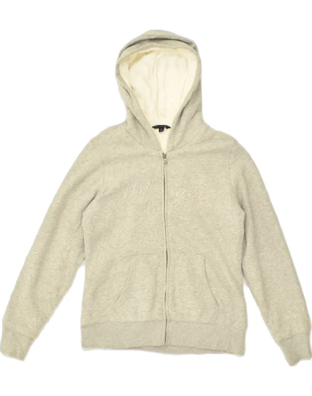 TOMMY HILFIGER Womens Zip Hoodie Sweater UK 14 Large Grey Cotton Casual Formal Business TOMMY HILFIGER Womens Zip Hoodie Sweater UK 14 Large Grey Cotton Casual Formal Business