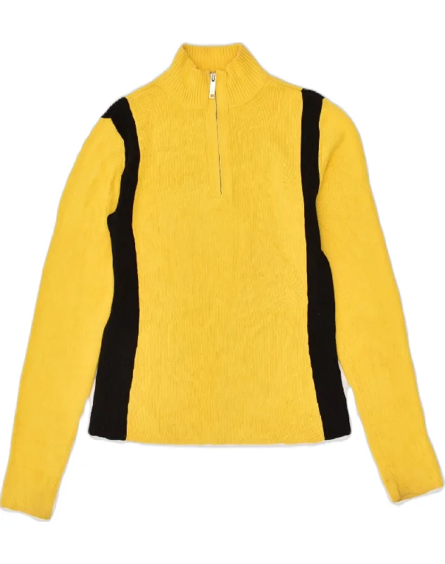 TOMMY HILFIGER Womens Zip Neck Jumper Sweater UK 12 Medium Yellow Chenille Blend Fleece Blend Nylon Blend TOMMY HILFIGER Womens Zip Neck Jumper Sweater UK 12 Medium Yellow Chenille Blend Fleece Blend Nylon Blend