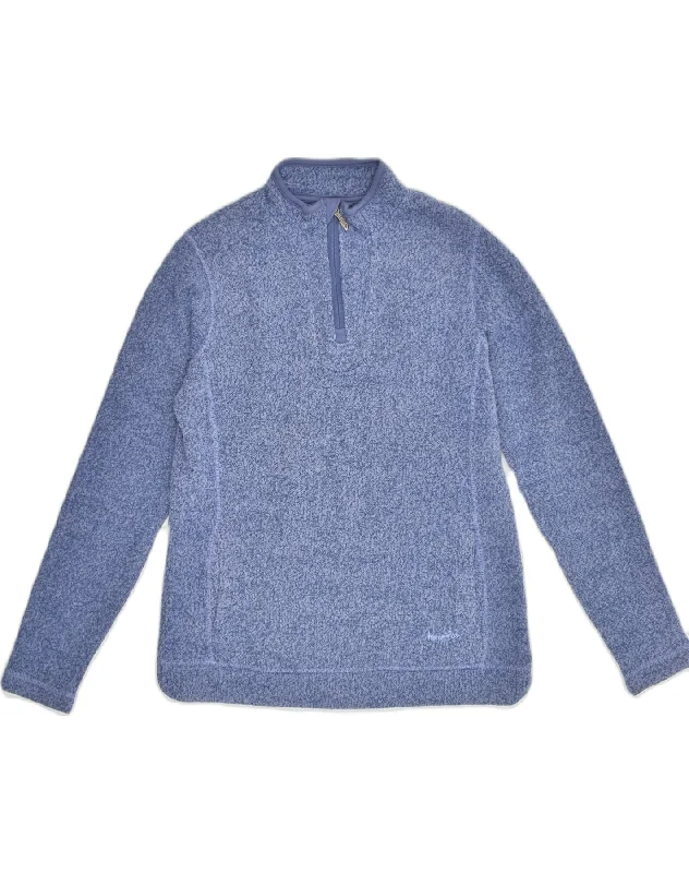 WEIRD FISH Womens Zip Neck Jumper Sweater UK 12 Medium Blue Flecked Front Pockets Side Pockets Patch Pockets WEIRD FISH Womens Zip Neck Jumper Sweater UK 12 Medium Blue Flecked Front Pockets Side Pockets Patch Pockets