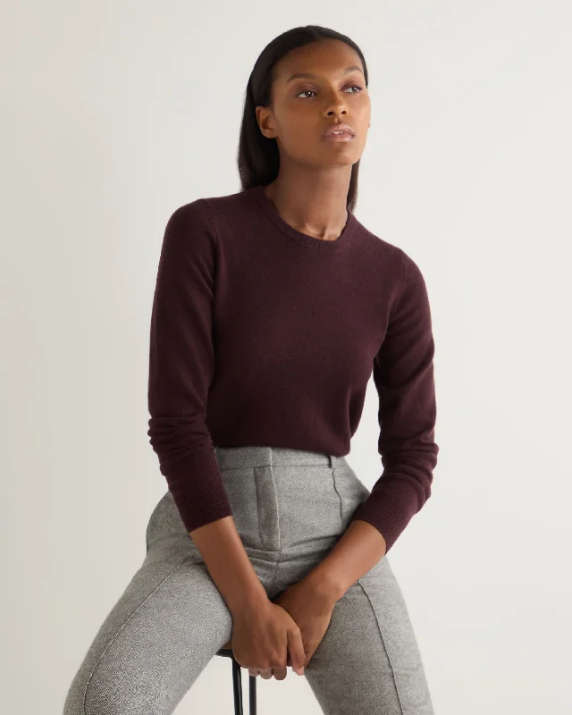 Women's Evie Classic Round Neck Cashmere Sweater Claret Red Cotton Fabric Linen Fabric Terry Fabric Women's Evie Classic Round Neck Cashmere Sweater Claret Red Cotton Fabric Linen Fabric Terry Fabric