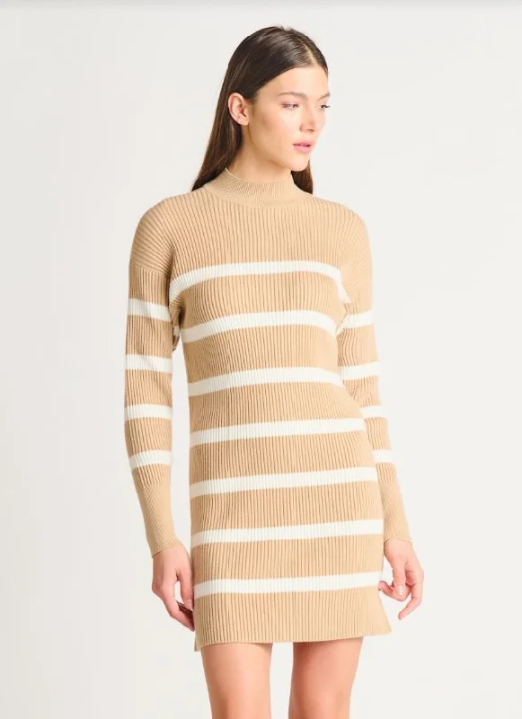 Dex Mockneck Striped Sweater Dress