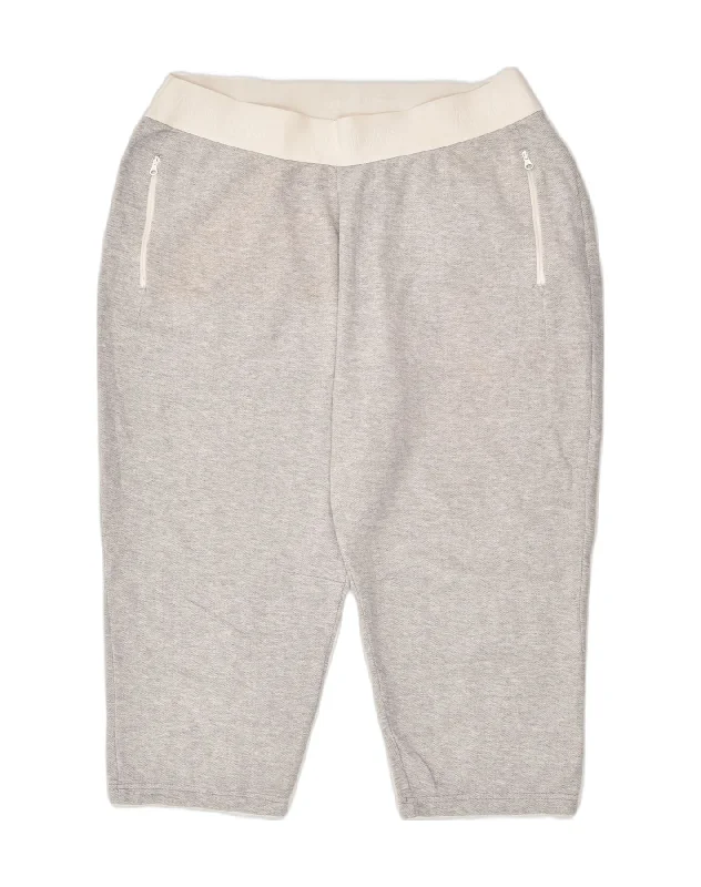 ADIDAS Womens Capri Tracksuit Trousers UK 18 XL Grey Cotton Trousers Hiking Durable