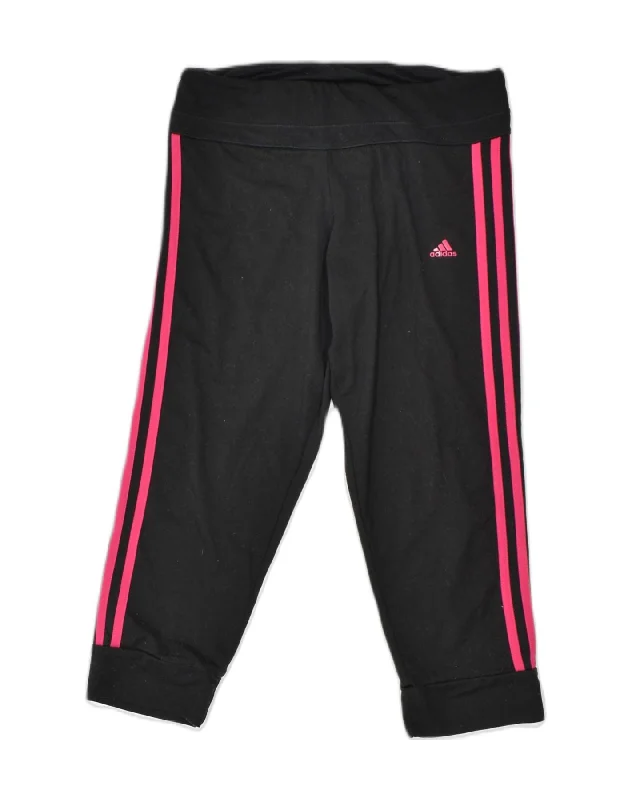 ADIDAS Womens Capri Tracksuit Trousers UK 8/10 Small Black Sports