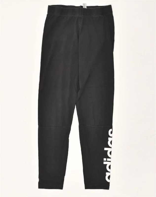 ADIDAS Womens Graphic Tracksuit Trousers UK 8 Small Black Cotton Trousers cozy comfortable