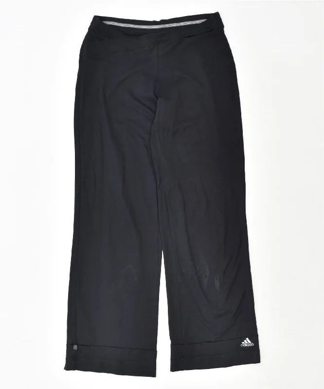 ADIDAS Womens Loose Fit Tracksuit Trousers UK 10 Small Black Nylon