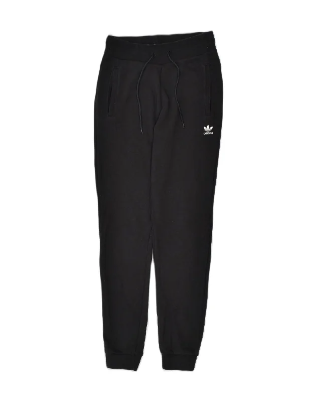 ADIDAS Womens Tracksuit Trousers Joggers UK 10 Small Black Cotton