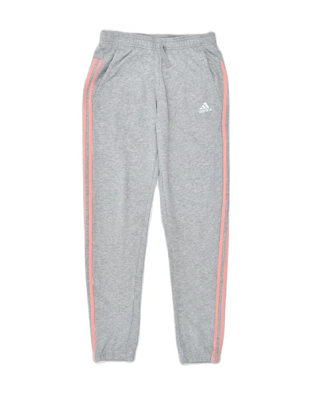 ADIDAS Womens Tracksuit Trousers Joggers UK 8 Small Grey Cotton