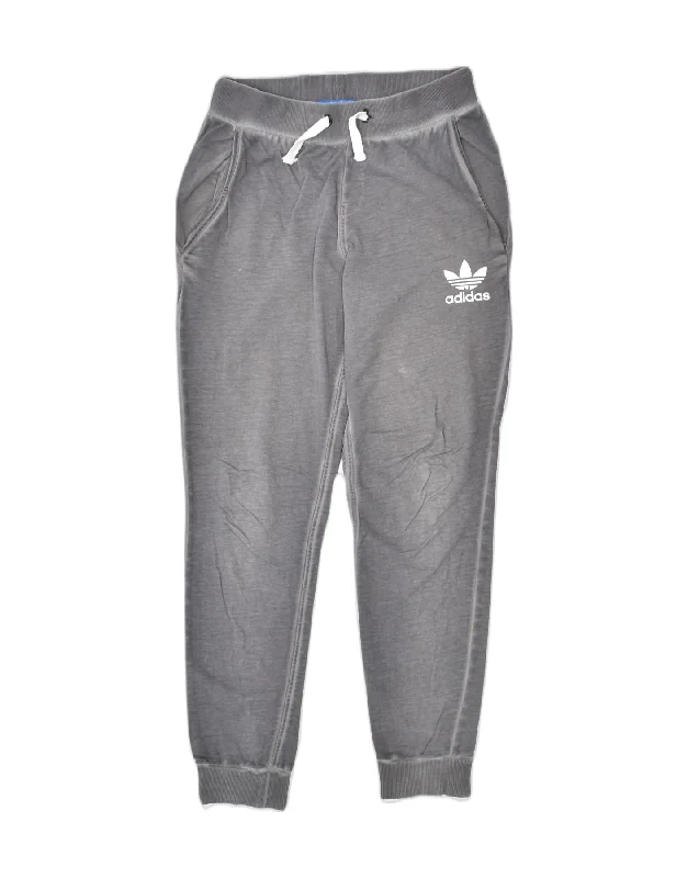 ADIDAS Womens Tracksuit Trousers Joggers UK 8 Small Grey Cotton