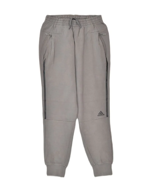 ADIDAS Womens Tracksuit Trousers Joggers UK10 Small Grey Cotton