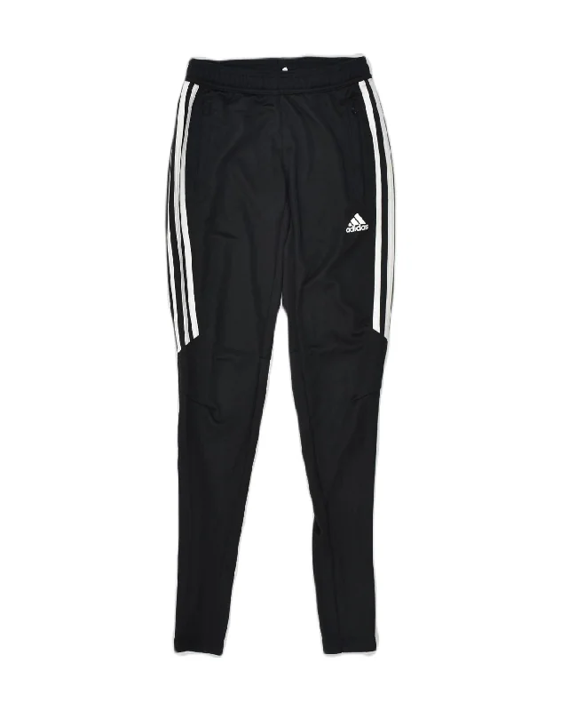 ADIDAS Womens Tracksuit Trousers UK 0-2 2XS Black Polyester Trousers Solid Black