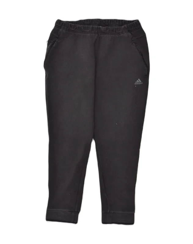 ADIDAS Womens Tracksuit Trousers UK 18 XL Black Cotton Trousers Plaid Checkered