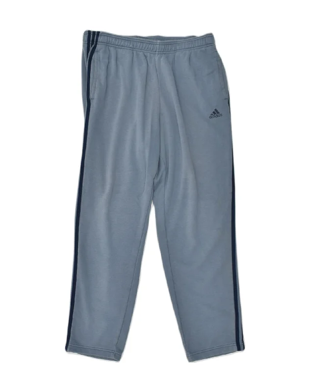 ADIDAS Womens Tracksuit Trousers UK 18 XL Blue Cotton Trousers High Rise Slim Fit