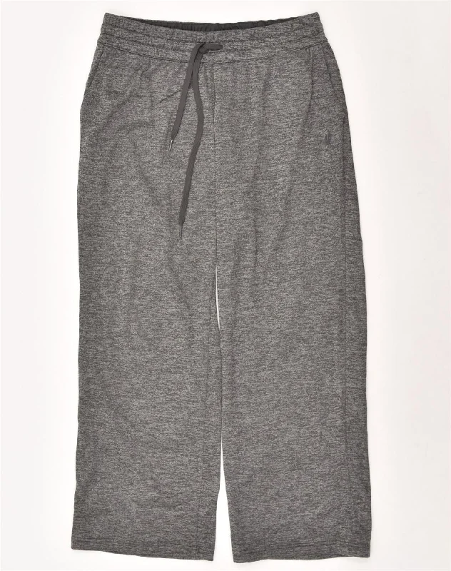 ADIDAS Womens Tracksuit Trousers UK 18 XL Grey Polyester Trousers Leather Faux