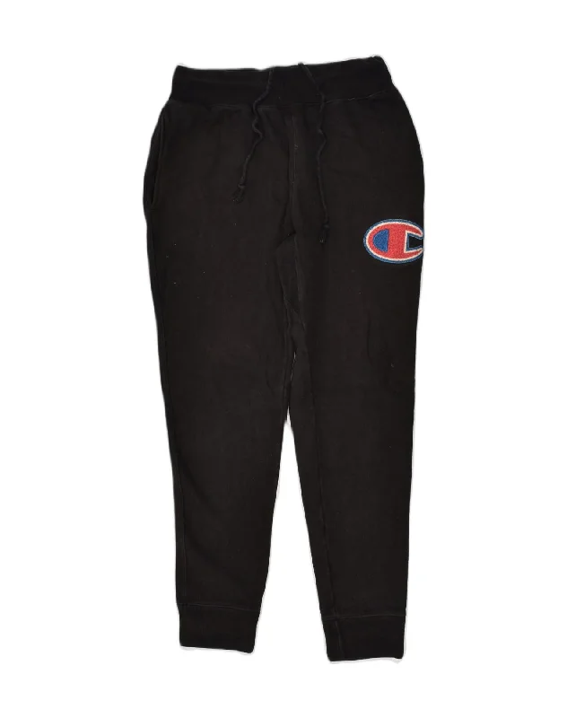CHAMPION Womens Tracksuit Trousers Joggers UK 12 Medium Black Cotton Trousers fashionable trendy