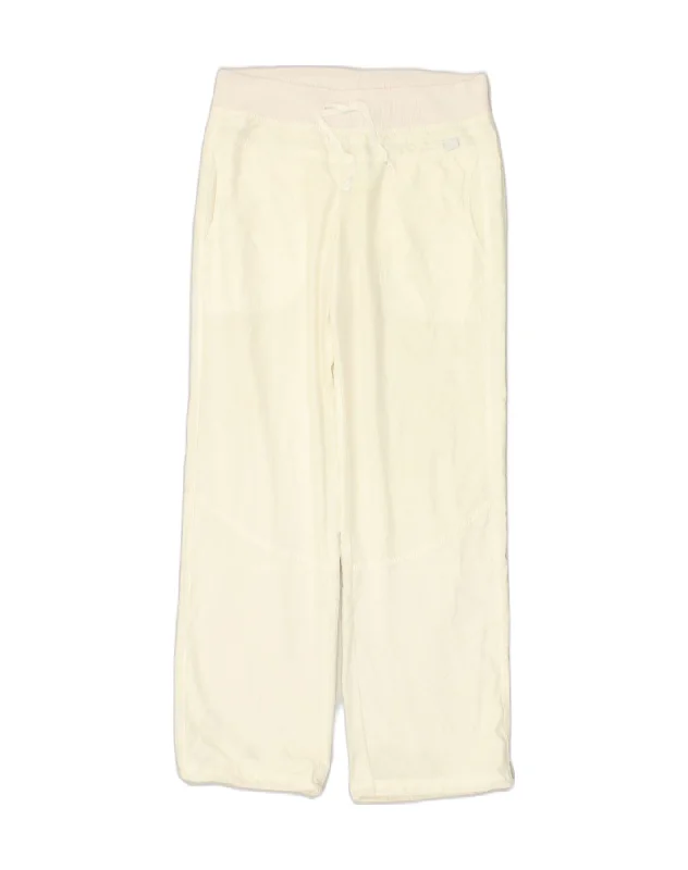CHAMPION Womens Tracksuit Trousers UK 10 Small Off White Polyester Trousers Fall Fleece