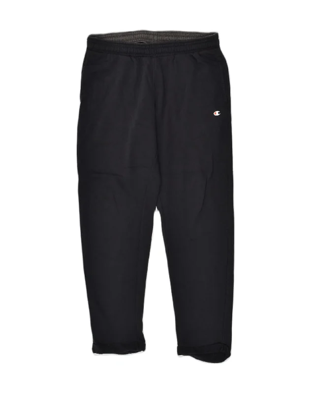 CHAMPION Womens Tracksuit Trousers UK 14 Large Black Cotton Trousers trendy modern