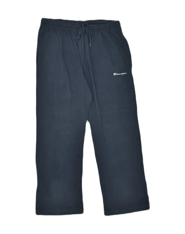 CHAMPION Womens Tracksuit Trousers UK 16 Large  Navy Blue Cotton