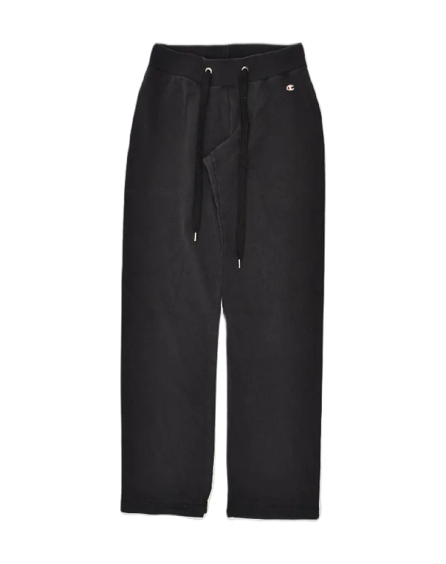 CHAMPION Womens Tracksuit Trousers UK 4 XS Black Cotton Trousers Corduroy Warm