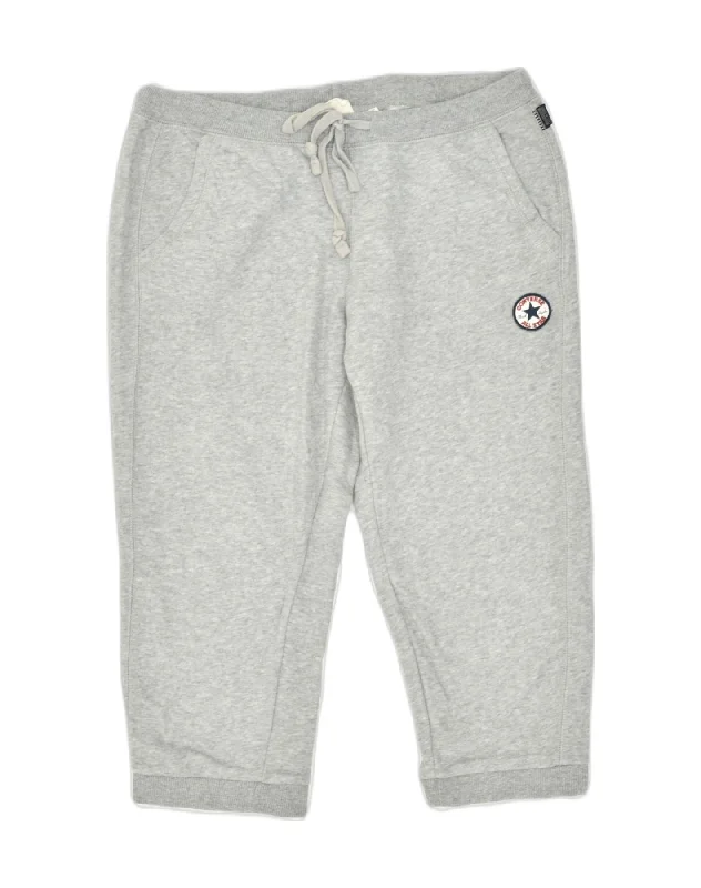 CONVERSE Womens Capri Tracksuit Trousers UK 14 Medium Grey Cotton