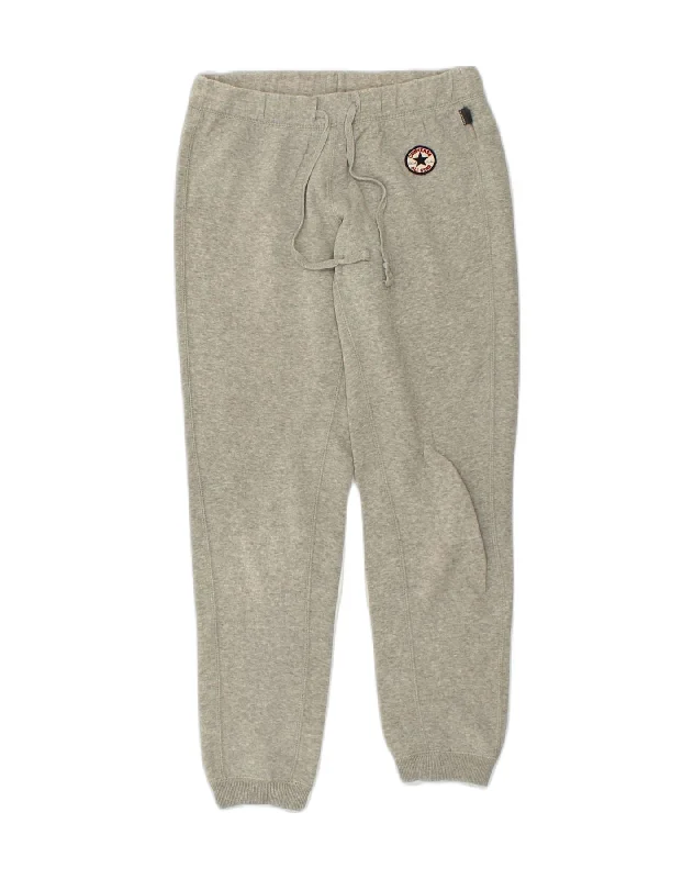CONVERSE Womens Tracksuit Trousers Joggers UK 8 Small Grey Cotton Trousers practical easy-care