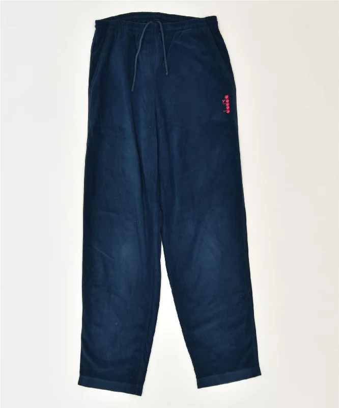 DIADORA Womens Fleece Tracksuit Trousers Medium Navy Blue Polyester Sports