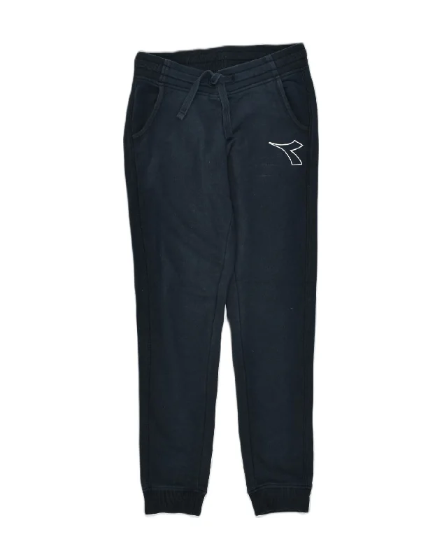 DIADORA Womens Tracksuit Trousers Joggers UK 6 XS Navy Blue Cotton