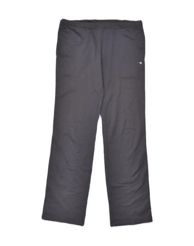 DIADORA Womens Tracksuit Trousers UK 10 Small Grey Polyester Trousers Satin Smooth