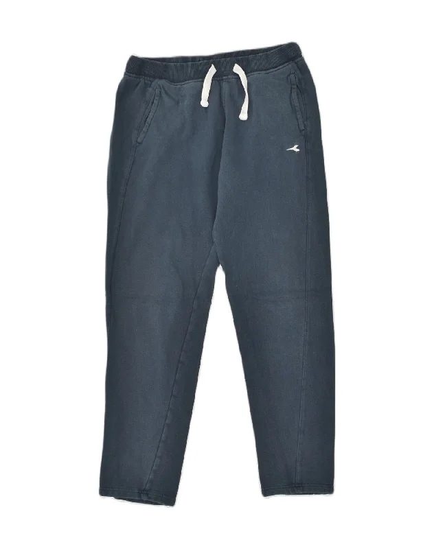 DIADORA Womens Tracksuit Trousers UK 14 Large Navy Blue Cotton Trousers Low Rise Relaxed DIADORA Womens Tracksuit Trousers UK 14 Large Navy Blue Cotton Trousers Low Rise Relaxed
