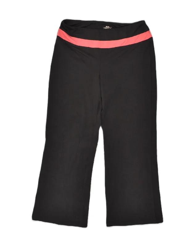 FILA Womens Capri Tracksuit Trousers UK 14 Large Black Polyester Wide Leg Loose Fit Mid Waist FILA Womens Capri Tracksuit Trousers UK 14 Large Black Polyester Wide Leg Loose Fit Mid Waist