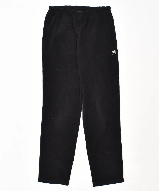 FILA Womens Fleece Tracksuit Trousers IT 46/48 Large Black Polyester