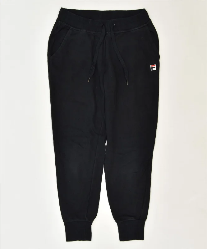 FILA Womens Tracksuit Trousers Joggers Medium Black Cotton Sports