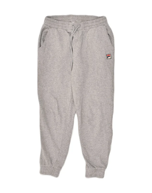 FILA Womens Tracksuit Trousers Joggers UK 10 Small Grey Cotton Trousers stylish modern