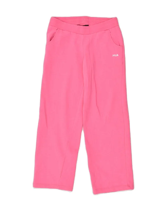 FILA Womens Tracksuit Trousers UK 14 Medium Pink Cotton Trousers Silk Elegant