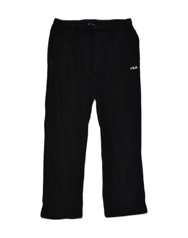 FILA Womens Tracksuit Trousers UK 16 Large Black Cotton Trousers Spring Floral