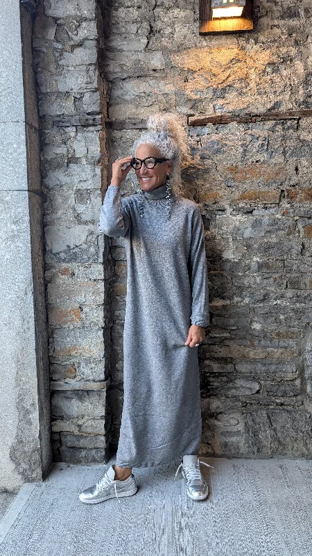 Maxi Grey Knit Sweater Dress