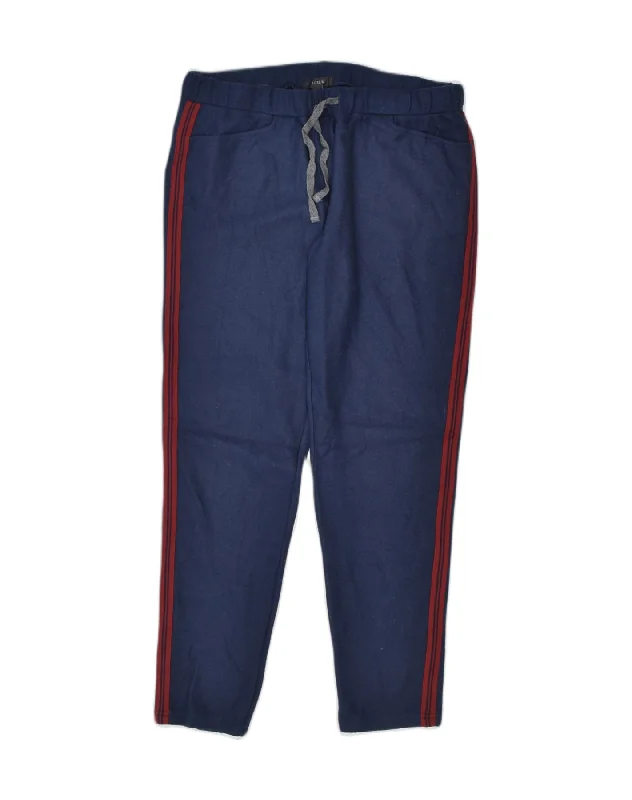 J. CREW Womens Tracksuit Trousers US 10 Large Navy Blue Cotton