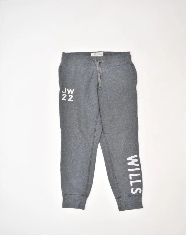 JACK WILLS Womens Graphic Tracksuit Trousers Joggers UK 8 Small Grey