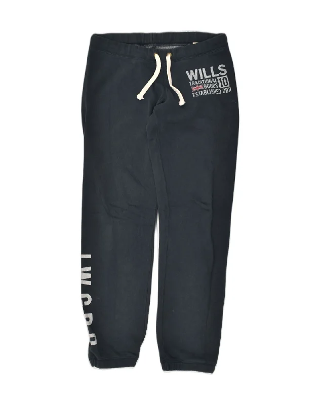 JACK WILLS Womens Graphic Tracksuit Trousers UK 8 Small Navy Blue Cotton Trousers Handmade Artisanal JACK WILLS Womens Graphic Tracksuit Trousers UK 8 Small Navy Blue Cotton Trousers Handmade Artisanal