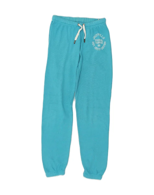JACK WILLS Womens Tracksuit Trousers Joggers UK 6 XS Turquoise Cotton Trousers stylish elegant