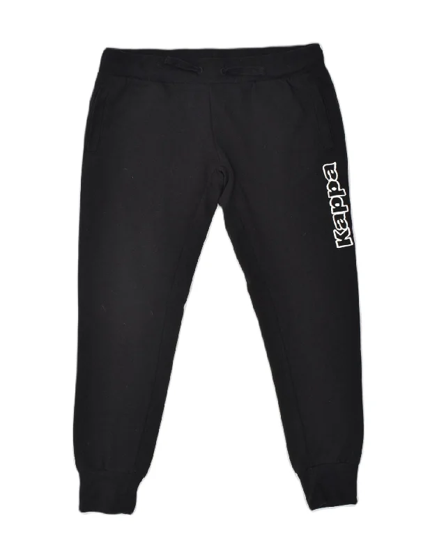 KAPPA Womens Tracksuit Trousers Joggers UK 14 Large Black Cotton