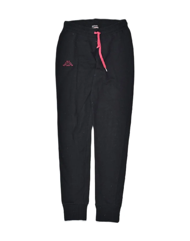 KAPPA Womens Tracksuit Trousers Joggers UK 14 Large Black Polyester