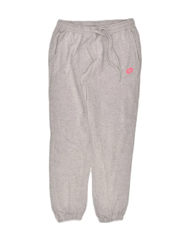 LOTTO Womens Tracksuit Trousers Joggers UK 18 XL Grey Cotton Trousers Leather Faux