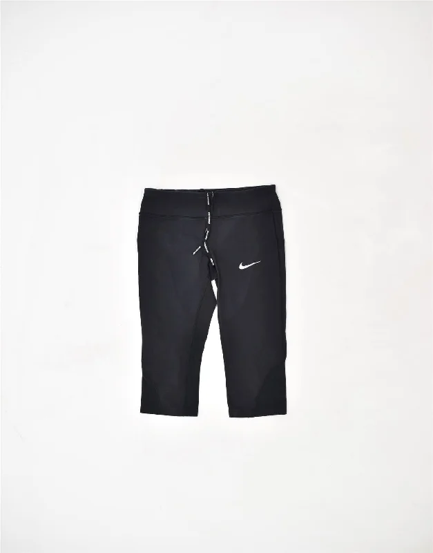 NIKE Womens Capri Tracksuit Trousers UK 10 Small Black Polyester