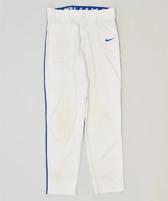 NIKE Womens Dri Fit Tracksuit Trousers Small White Polyester Sports