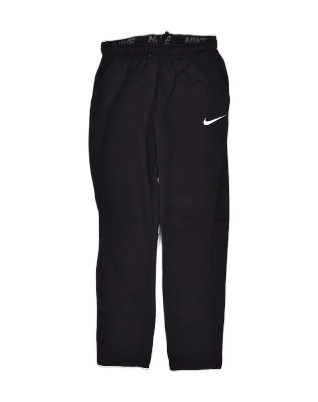 NIKE Womens Dri Fit Tracksuit Trousers UK 10 Small Black Polyester Trousers sophisticated sleek