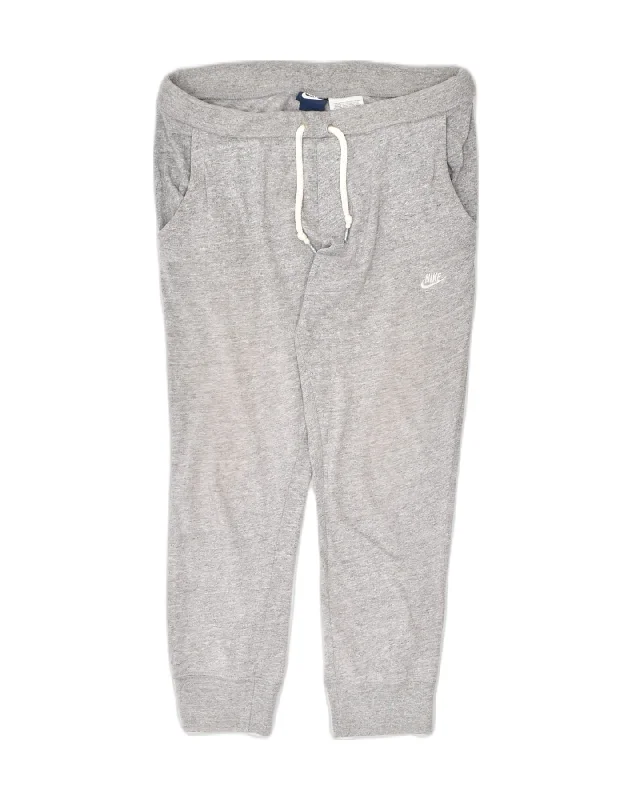 NIKE Womens Tracksuit Trousers Joggers Small Grey Cotton