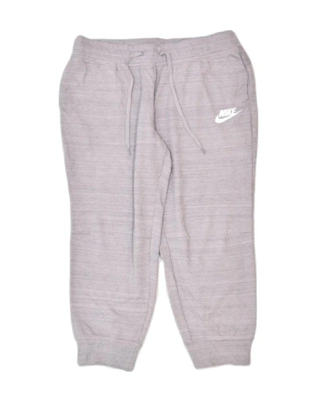 NIKE Womens Tracksuit Trousers Large Grey Cotton Sports