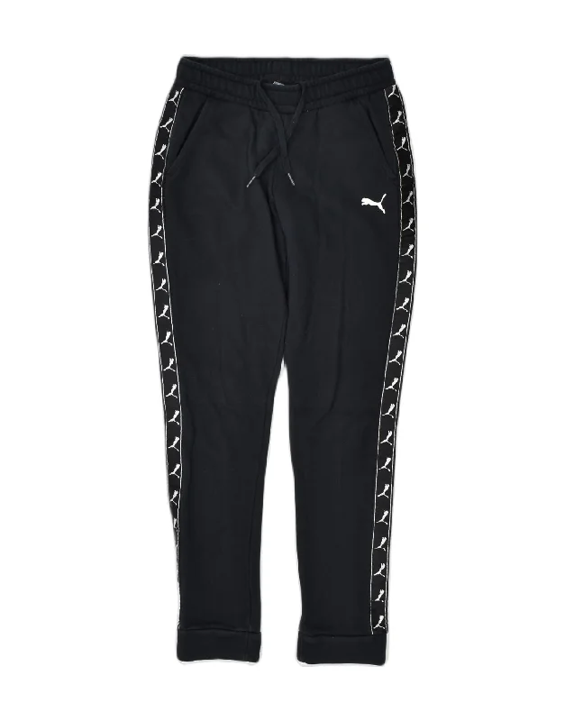 PUMA Womens Graphic Tracksuit Trousers UK 6 XS Black Cotton